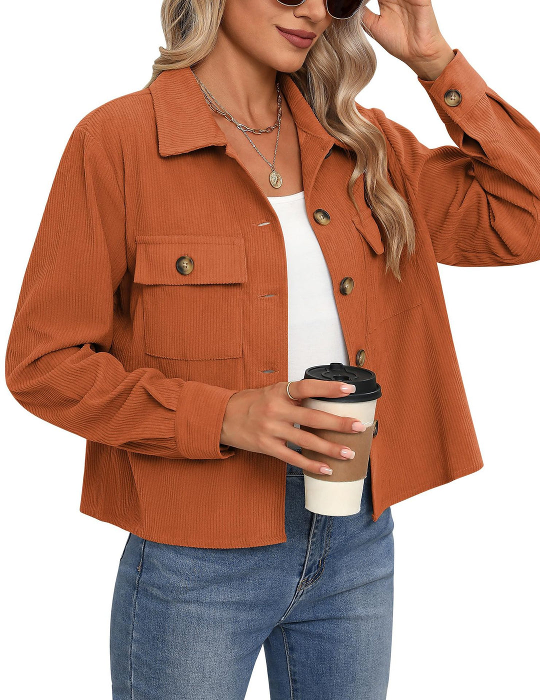 Neia Studio Corduroy Cropped Button Women Jacket