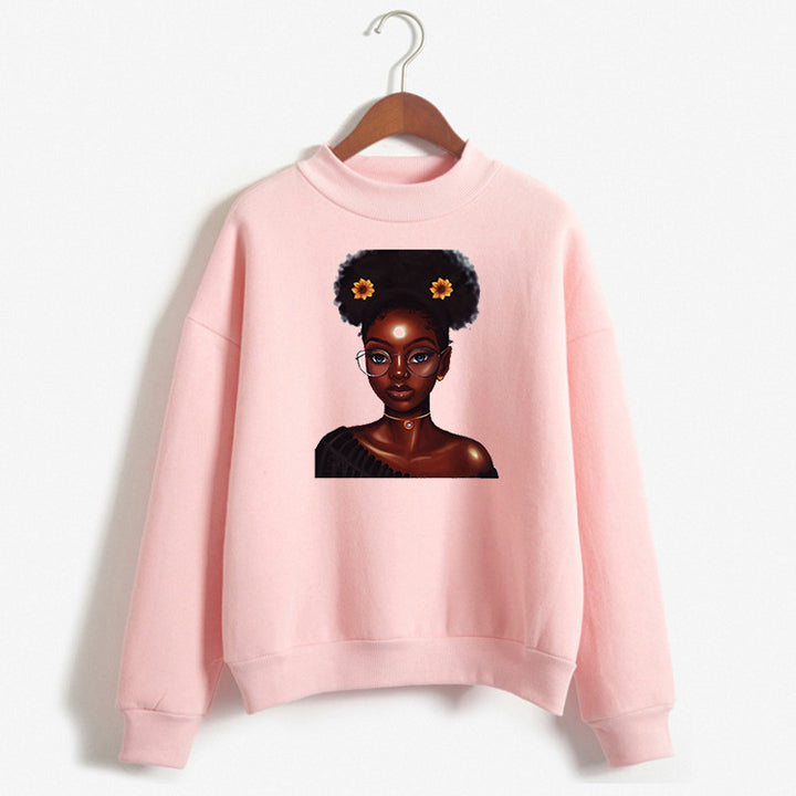 Neia Studio Women Loose Pink Fashion Hoodie Sweatshirt