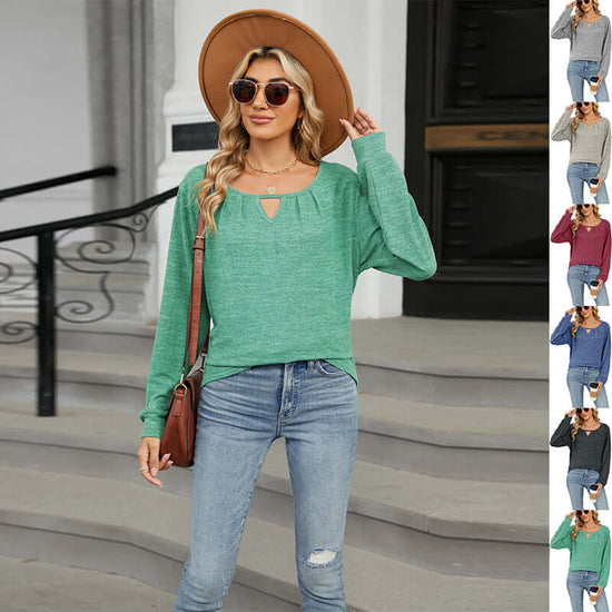 Neia studio T-shirt à manches longues amples de couleur unie, parfaite pour un look décontracté et tendance.