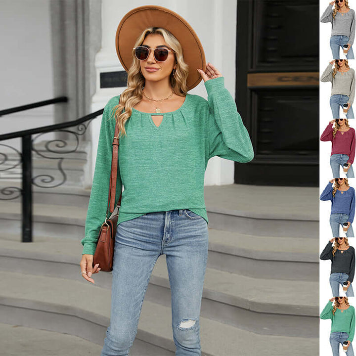 Neia studio T-shirt à manches longues amples de couleur unie, parfaite pour un look décontracté et tendance.