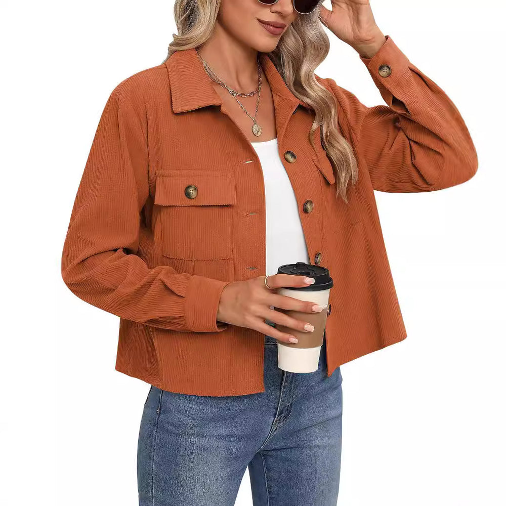 Neia Studio Corduroy Cropped Button Women Jacket