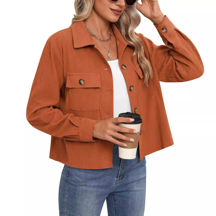 Neia Studio Corduroy Cropped Button Women Jacket