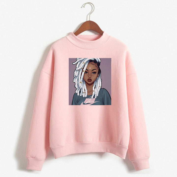 Neia Studio Women Loose Pink Fashion Hoodie Sweatshirt