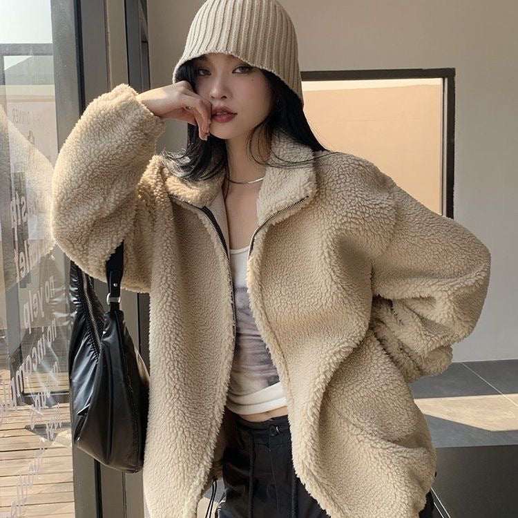 Neia Studio Women Lamb Wool Winter Warm Coat Jacket