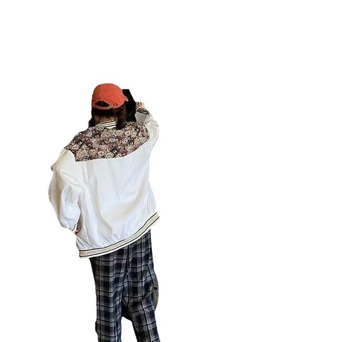 Neia Studio Bear Baseball Jacket Women Casual Coat