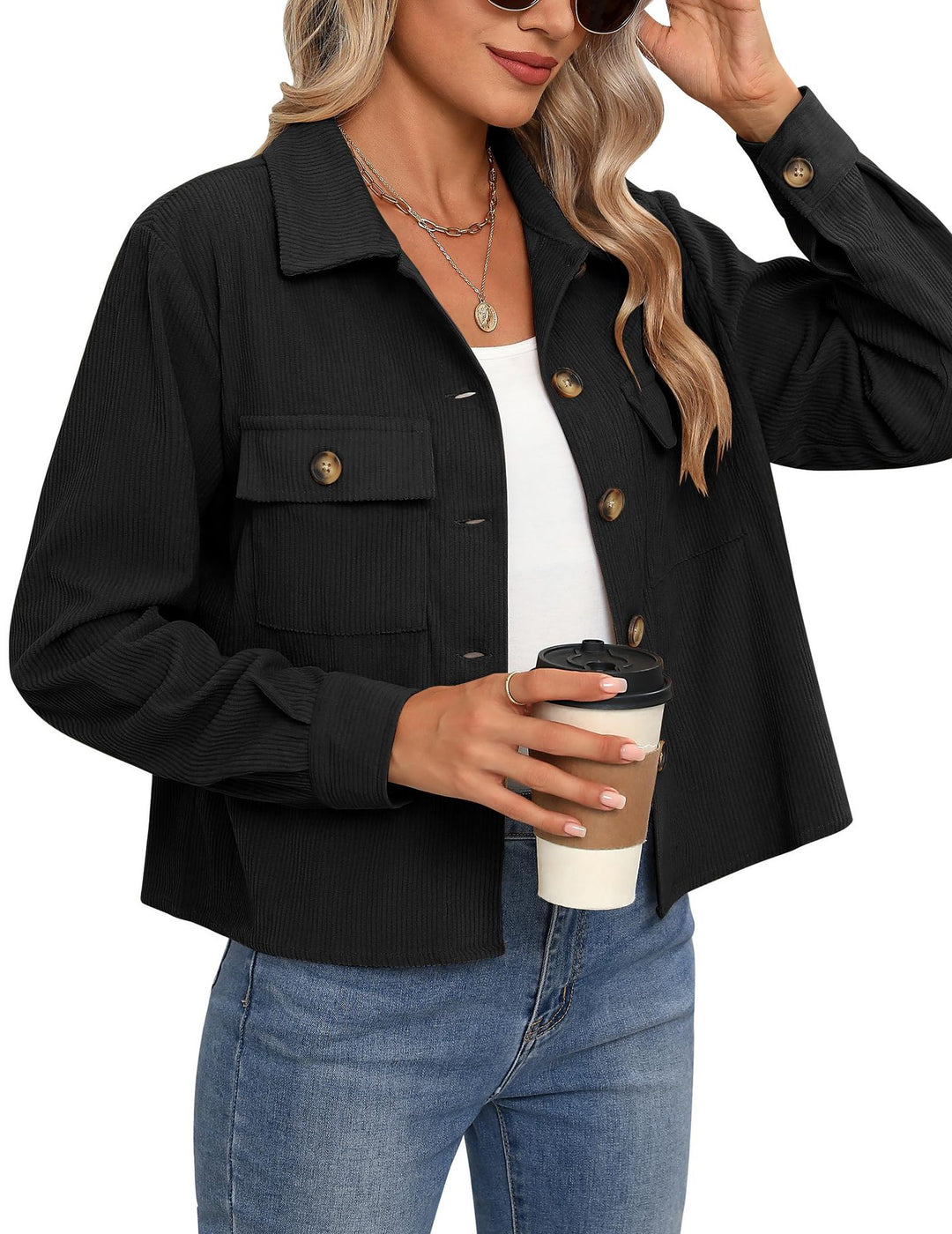 Neia Studio Corduroy Cropped Button Women Jacket