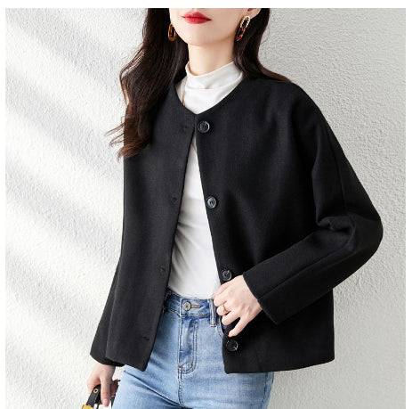 Neia Studio Women Solid Wool Winter Coat Elegant Jacket