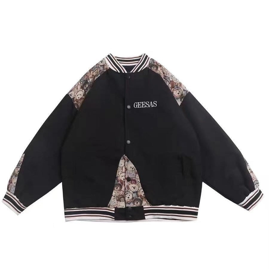 Neia Studio Bear Baseball Jacket Women Casual Coat