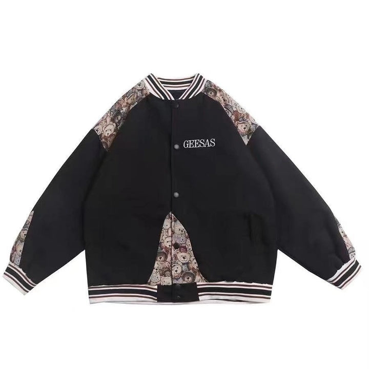 Neia Studio Bear Baseball Jacket Women Casual Coat