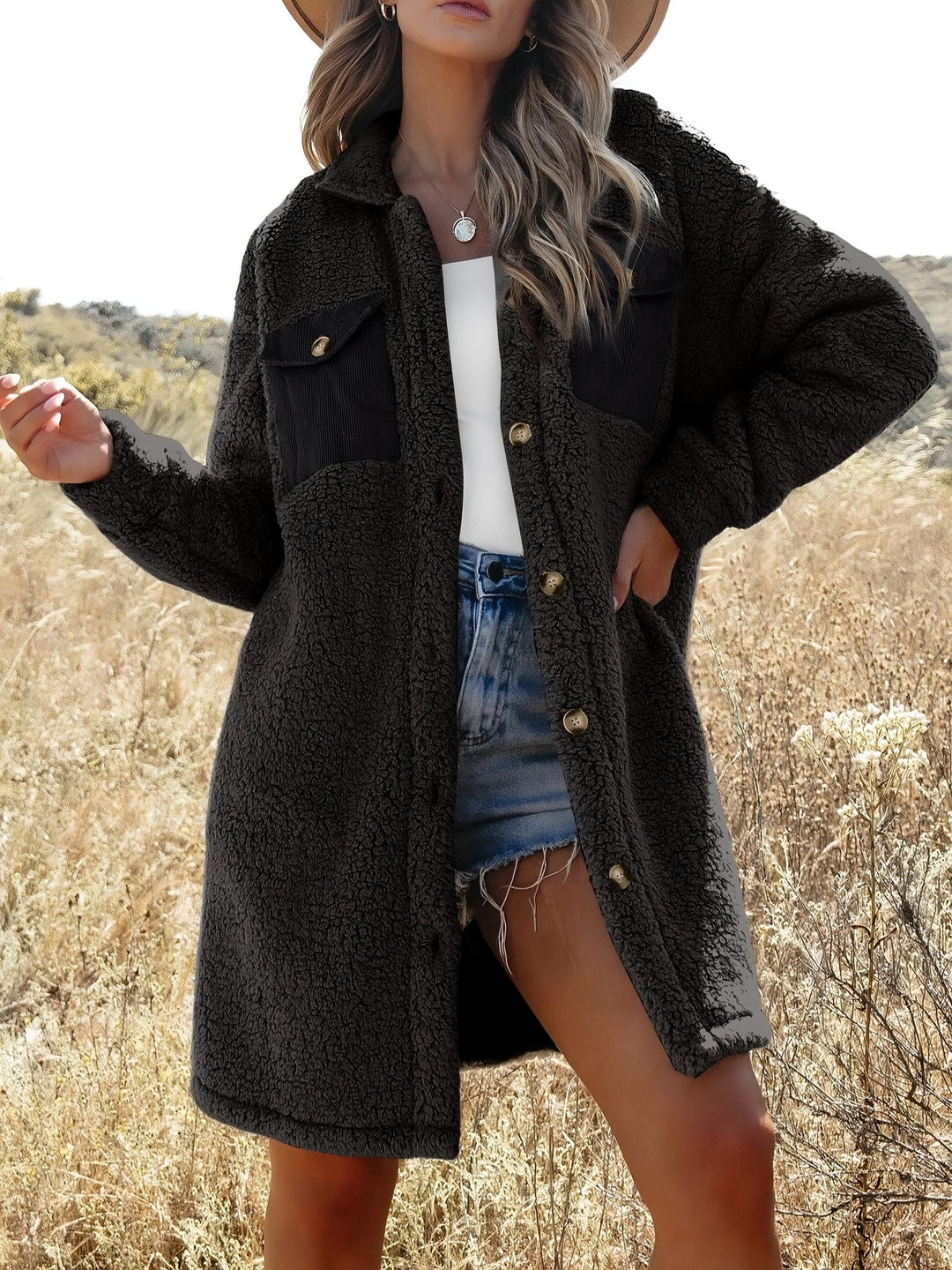 Neia Studio Women Loose Fit Lambswool Winter Coat