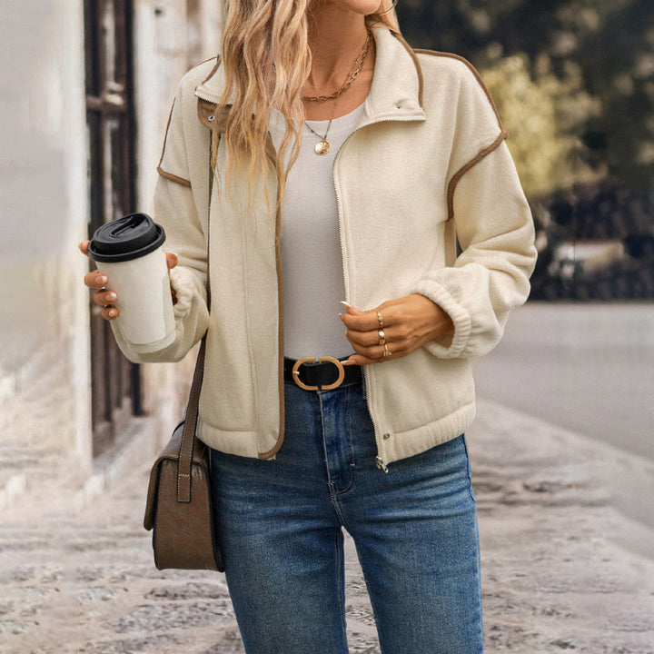 Neia Studio Women Contrast Trim Cardigan Jacket Coat