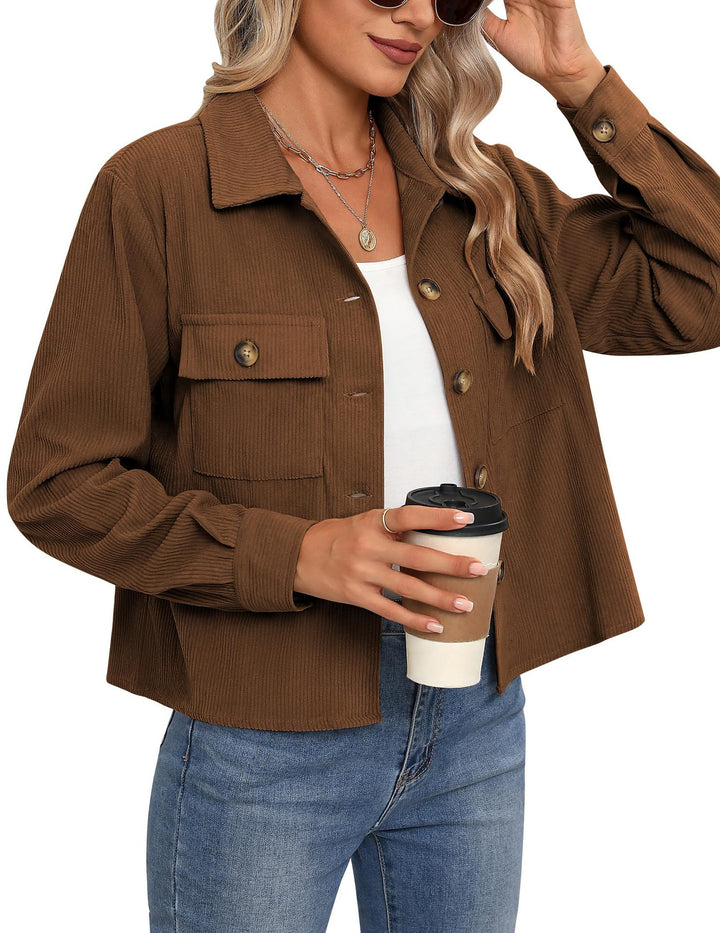 Neia Studio Corduroy Cropped Button Women Jacket