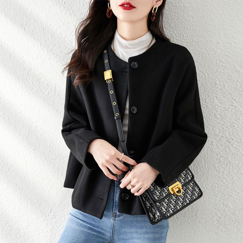 Neia Studio Women Solid Wool Winter Coat Elegant Jacket