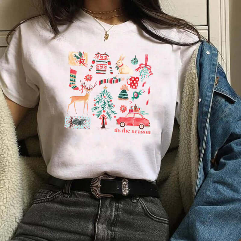Neia studio Festive Christmas printed unisex short sleeve T-shirt
