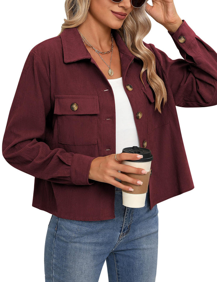 Neia Studio Corduroy Cropped Button Women Jacket