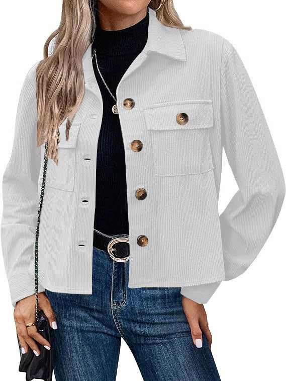 Neia Studio Corduroy Cropped Button Women Jacket