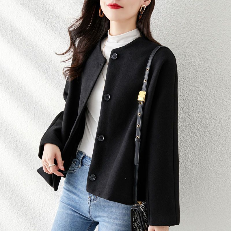 Neia Studio Women Solid Wool Winter Coat Elegant Jacket