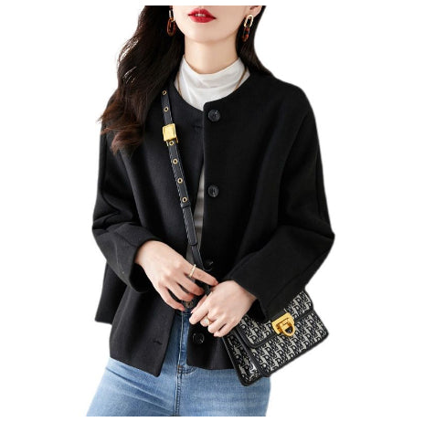 Neia Studio Women Solid Wool Winter Coat Elegant Jacket