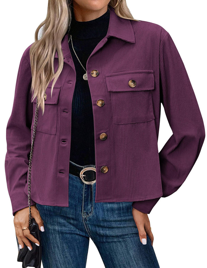 Neia Studio Corduroy Cropped Button Women Jacket