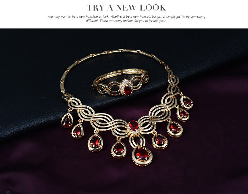 Neia Studio Fashion Gem Necklace &amp; Earrings Jewelry Set