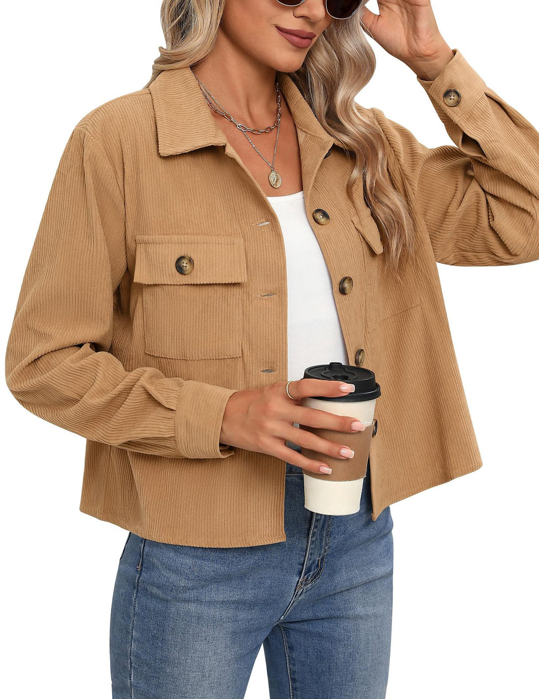 Neia Studio Corduroy Cropped Button Women Jacket