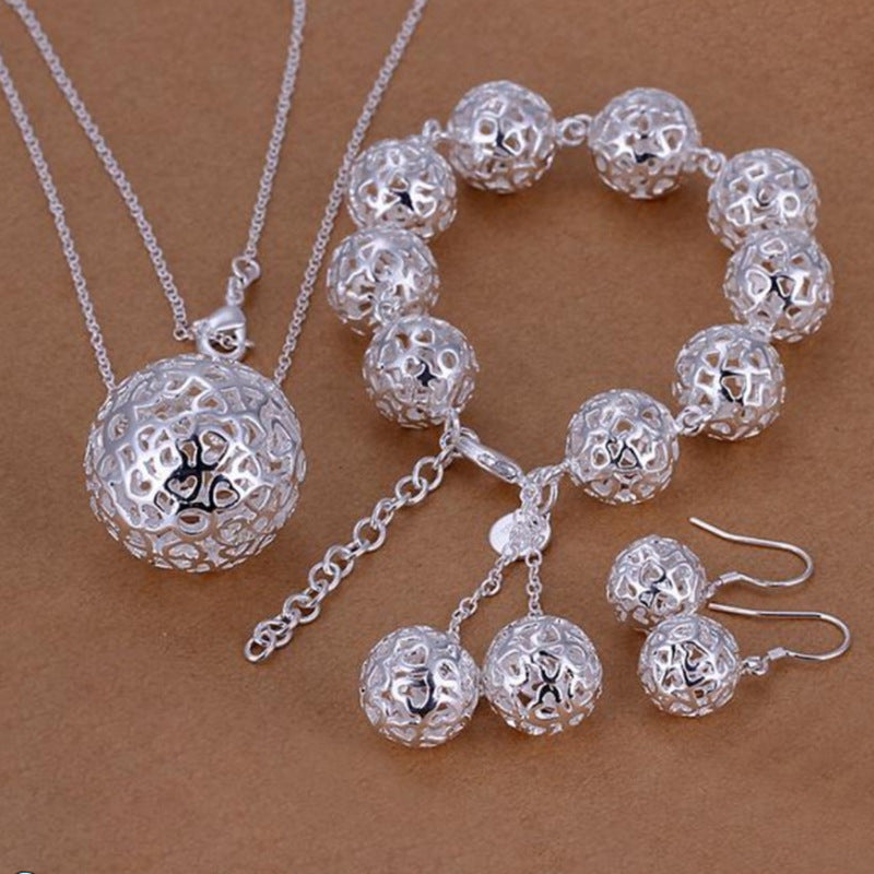 Neia Studio Silver-Plated Ball Pendant Jewelry Set