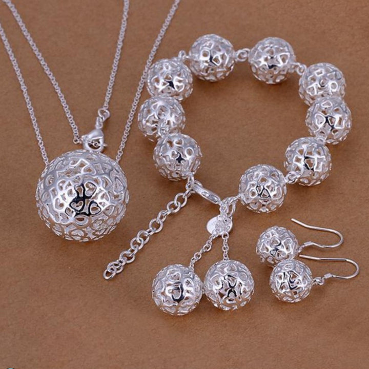 Neia Studio Silver-Plated Ball Pendant Jewelry Set