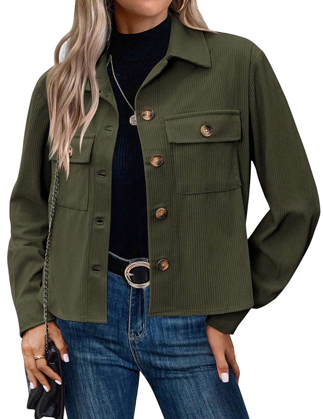 Neia Studio Corduroy Cropped Button Women Jacket