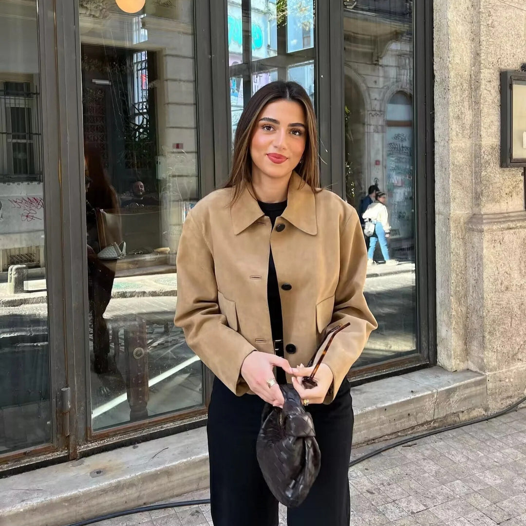 Neia Studio Women Suede Fabric Fashion Jacket Coat