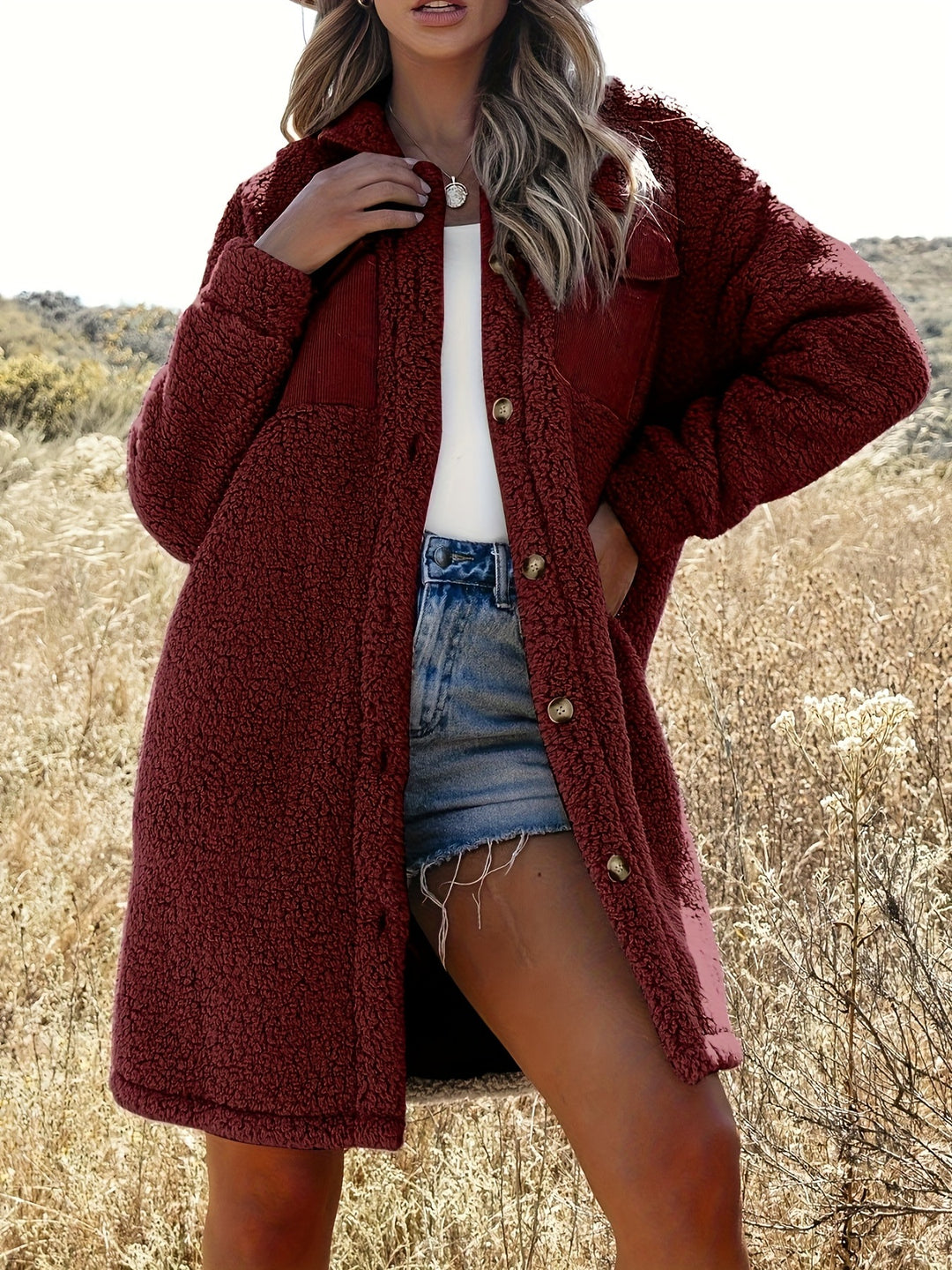 Neia Studio Women Loose Fit Lambswool Winter Coat