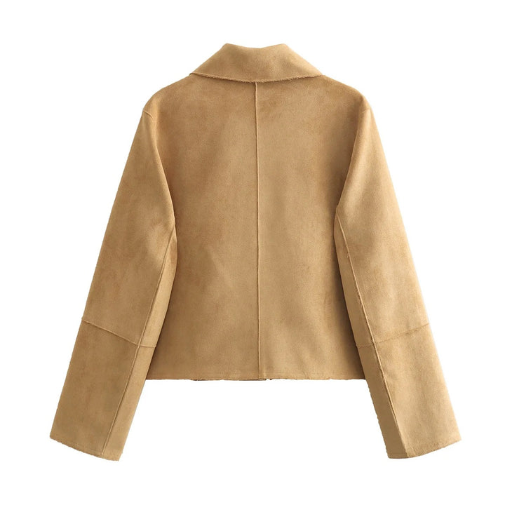 Neia Studio Women Suede Fabric Fashion Jacket Coat