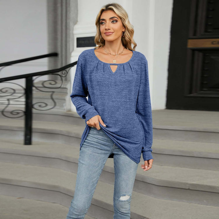 Neia studio T-shirt à manches longues amples de couleur unie, parfaite pour un look décontracté et tendance.