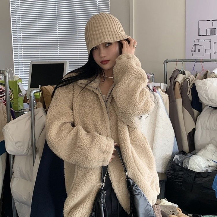Neia Studio Women Lamb Wool Winter Warm Coat Jacket