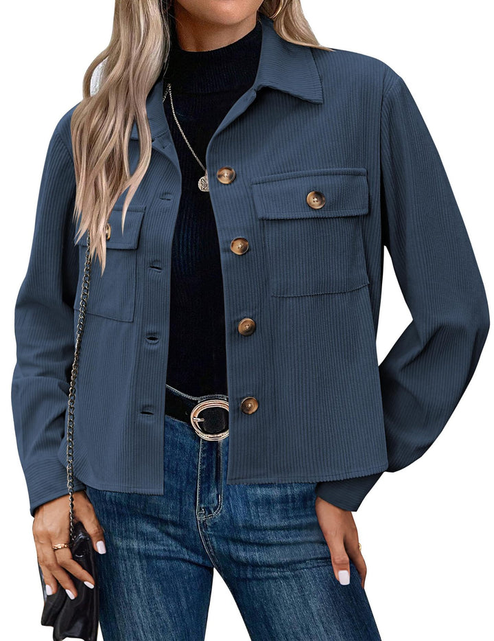 Neia Studio Corduroy Cropped Button Women Jacket