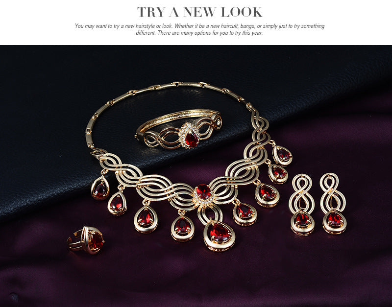 Neia Studio Fashion Gem Necklace &amp; Earrings Jewelry Set
