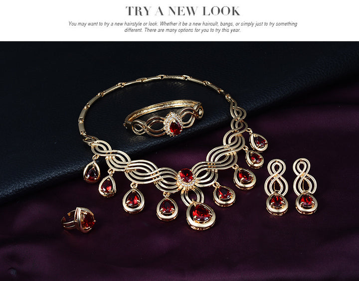 Neia Studio Fashion Gem Necklace &amp; Earrings Jewelry Set