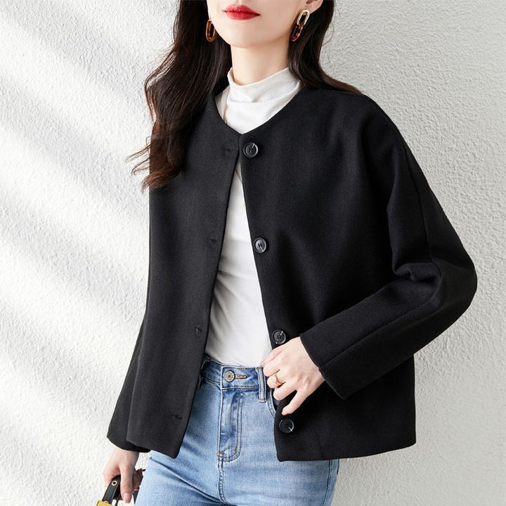 Neia Studio Women Solid Wool Winter Coat Elegant Jacket